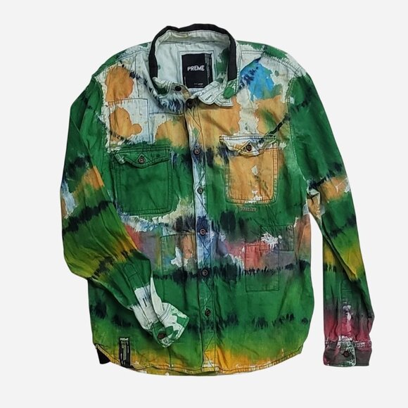 Preme Other - Preme Men’s XXL Tie‑Dye Button‑Up Denim Shirt Multi‑Color Cotton